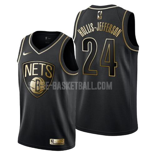 brooklyn nets rondae hollis jefferson 24 black golden edition men's replica jersey