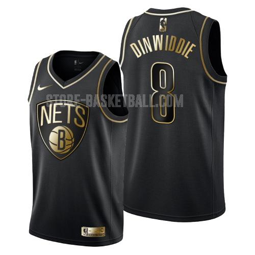 brooklyn nets spencer dinwiddie 8 black golden edition men's replica jersey