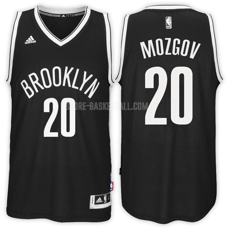 brooklyn nets timofey mozgov 20 black road men's replica jersey