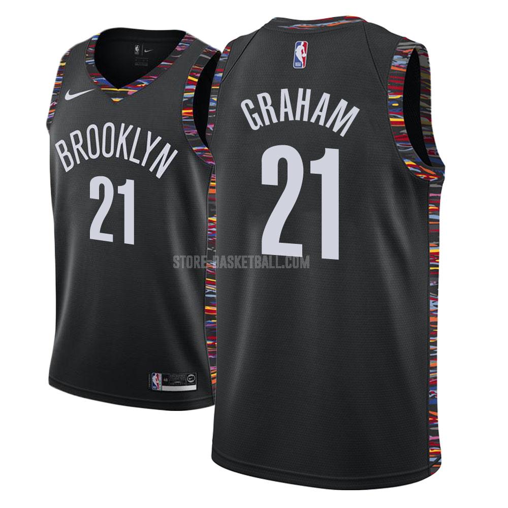 brooklyn nets treveon graham 21 black city edition men's replica jersey