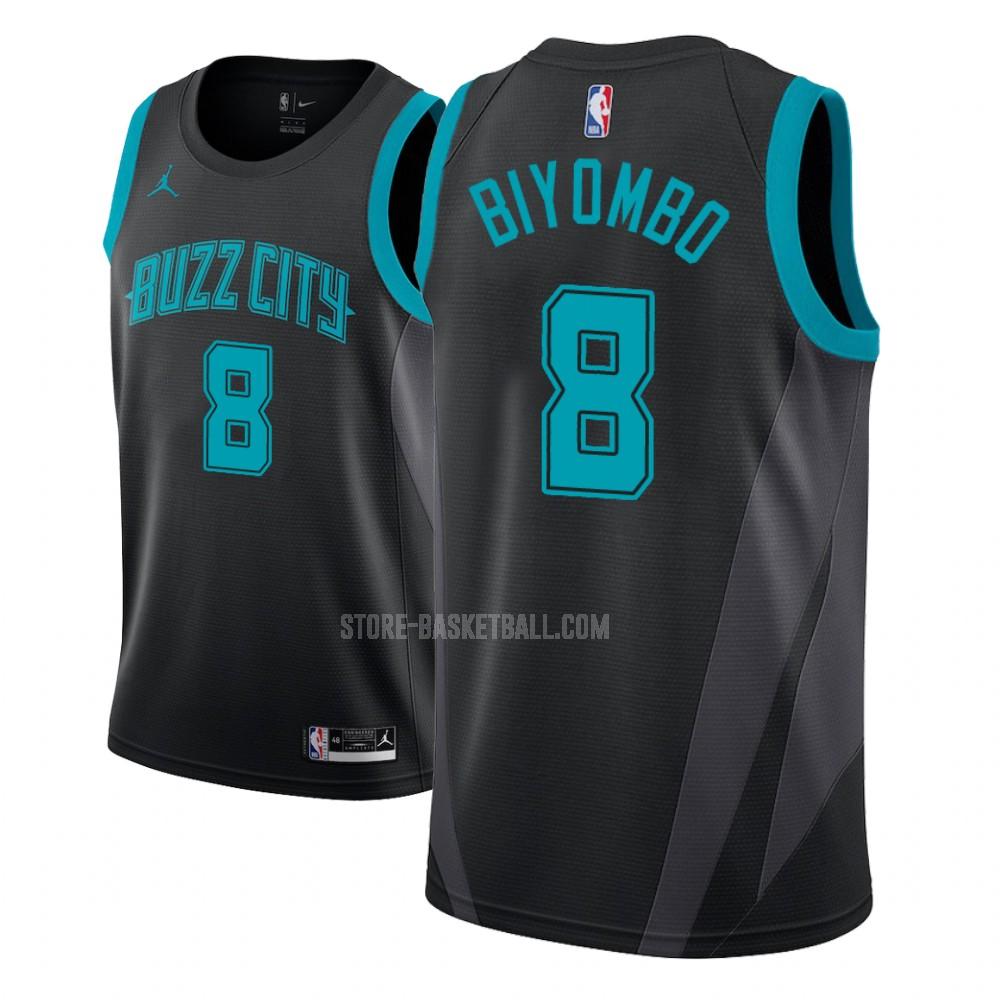charlotte hornets bismack biyombo 8 black city edition men's replica jersey