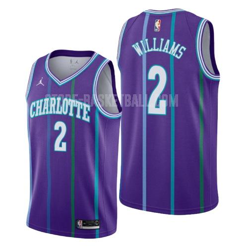 charlotte hornets marvin williams 2 purple hardwood classics men's replica jersey