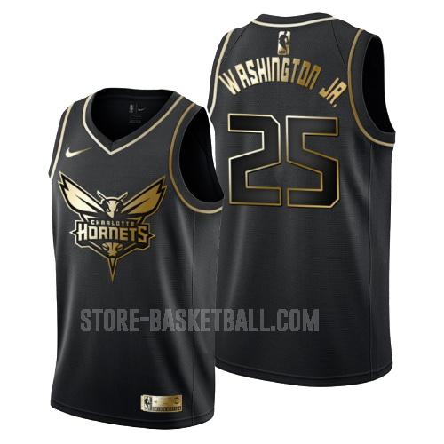 charlotte hornets pj washington 25 black golden edition men's replica jersey