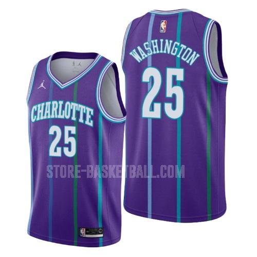 charlotte hornets pj washington 25 purple hardwood classics men's replica jersey