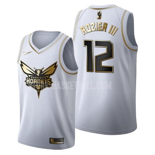 charlotte hornets terry rozier 3 white golden edition men's replica jersey