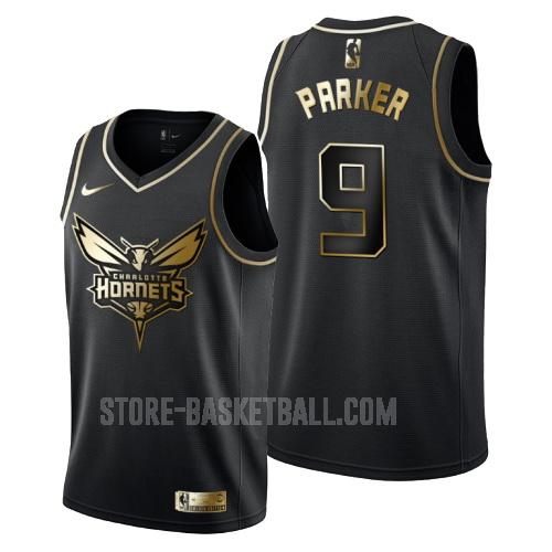charlotte hornets tony parker 9 black golden edition men's replica jersey