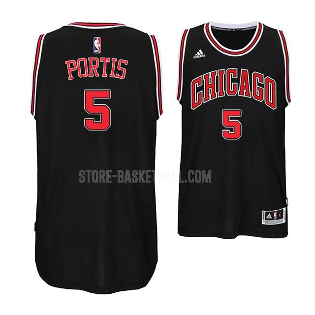 chicago bulls bobby portis 5 black alternate men's replica jersey