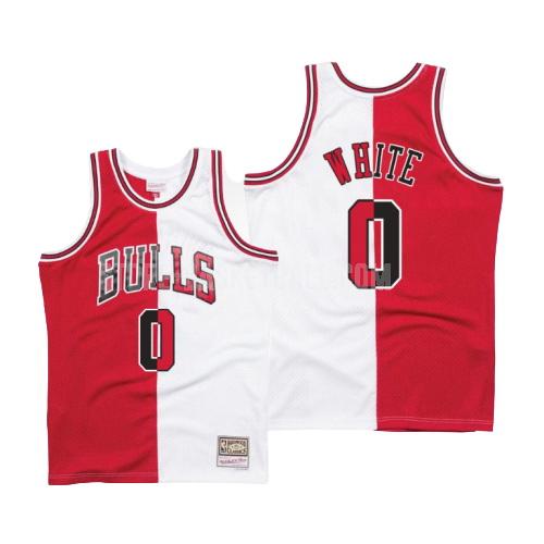 chicago bulls coby white 0 red white split hardwood classics men's replica jersey