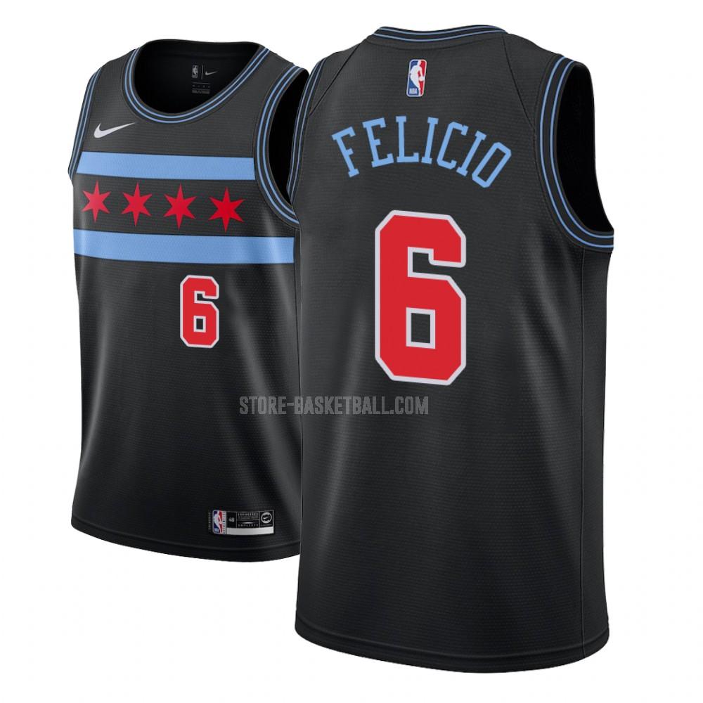 chicago bulls cristiano felicio 6 black city edition men's replica jersey