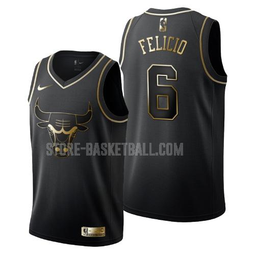 chicago bulls cristiano felicio 6 black golden edition men's replica jersey