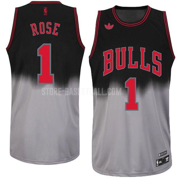 chicago bulls derrick rose 1 black gray fadeaway men's replica jersey
