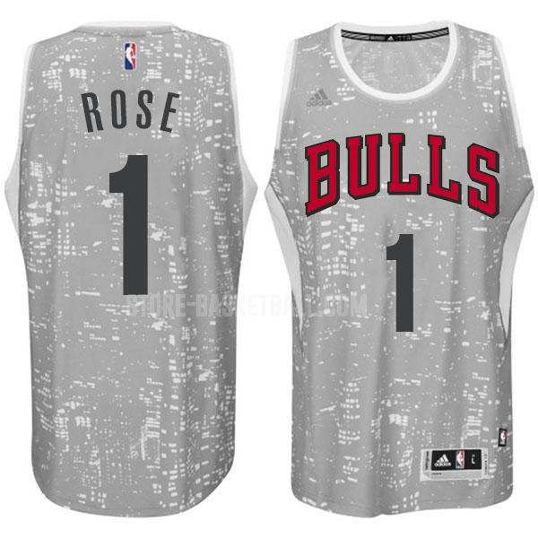 chicago bulls derrick rose 1 gray city edition men's replica jersey