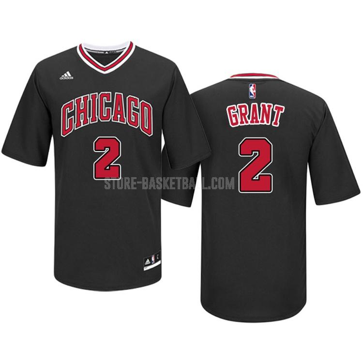 chicago bulls jerian grant 2 black short sleeve men's replica jersey