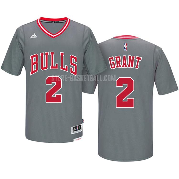 chicago bulls jerian grant 2 gray short sleeve men's replica jersey