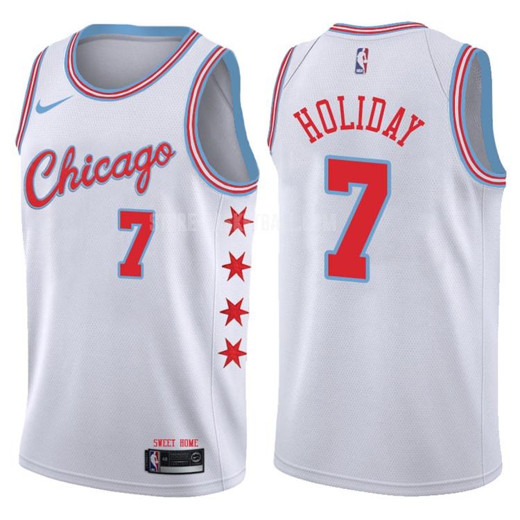 chicago bulls justin holiday 7 white city edition men's replica jersey