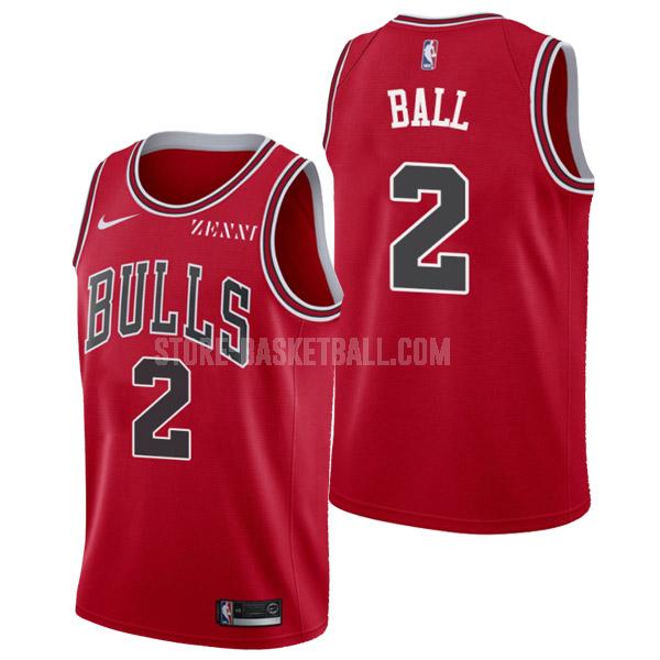 chicago bulls lonzo ball 2 red icon edition men's replica jersey