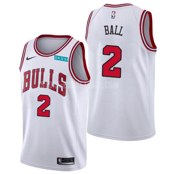 chicago bulls lonzo ball 2 white association edition men's replica jersey