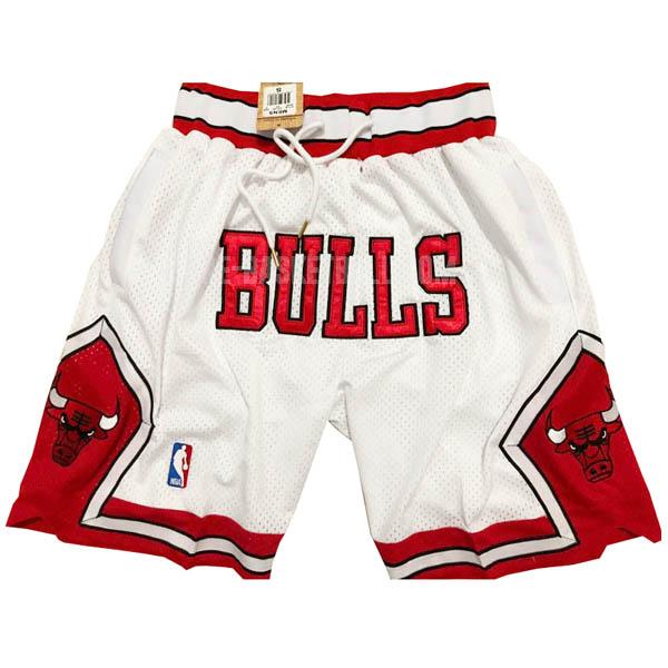 chicago bulls white just don pockett-embroidery nba shorts
