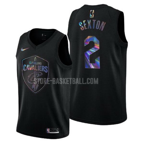 cleveland cavaliers collin sexton 2 black logo holographic men's replica jersey