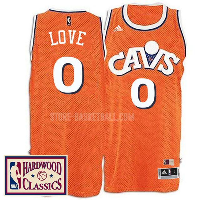 cleveland cavaliers kevin love 0 orange hardwood classics men's replica jersey