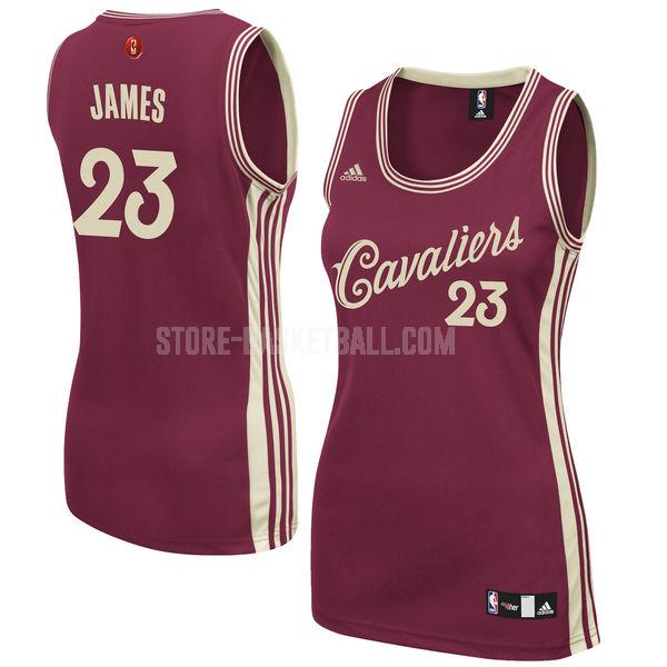 cleveland cavaliers lebron james 23 red christmas day women's replica jersey
