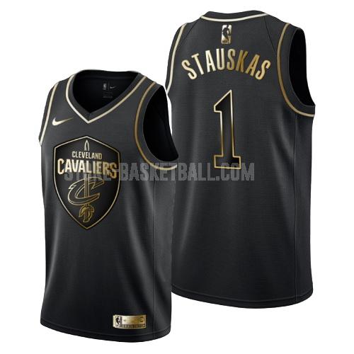 cleveland cavaliers nik stauskas 1 black golden edition men's replica jersey