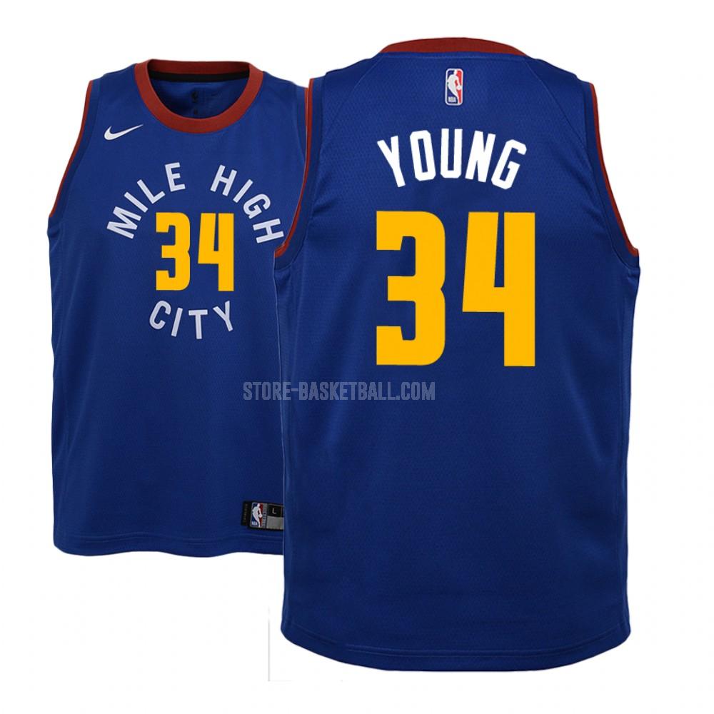 denver nuggets nick young 34 blue statement youth replica jersey