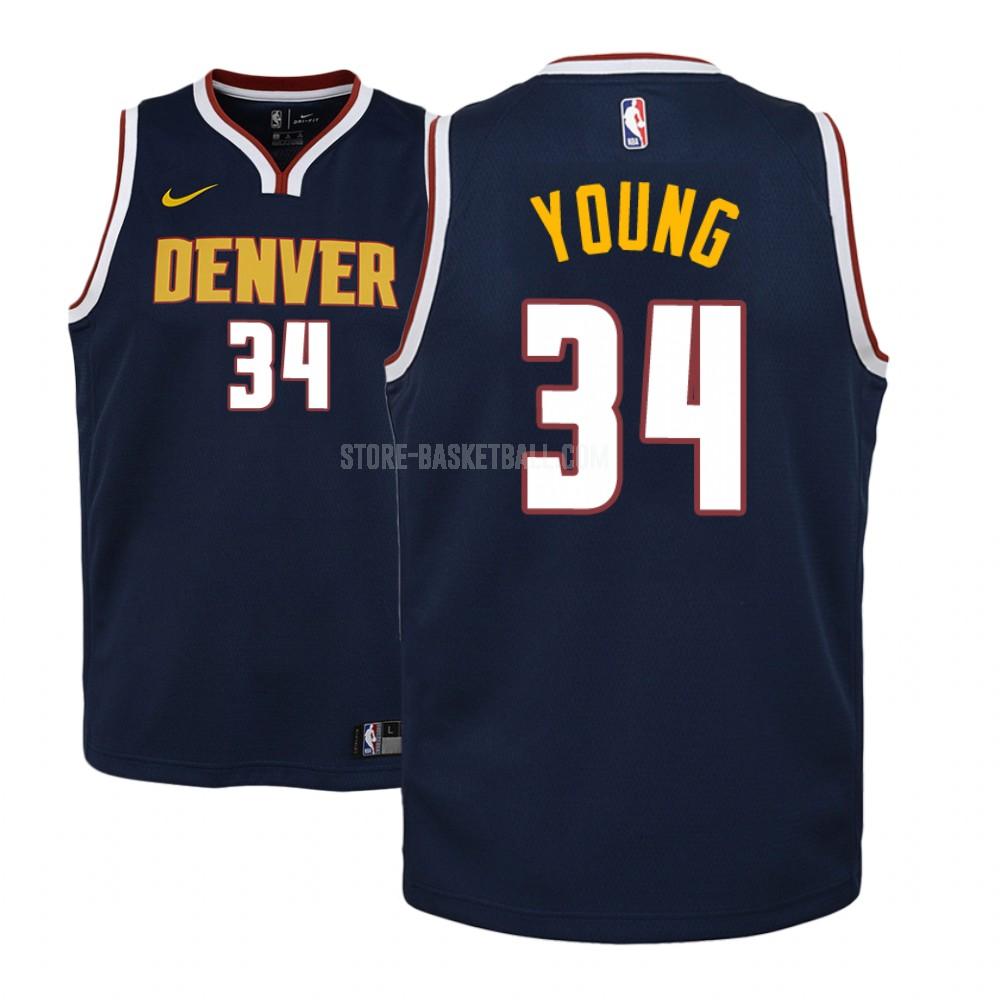 denver nuggets nick young 34 navy icon youth replica jersey