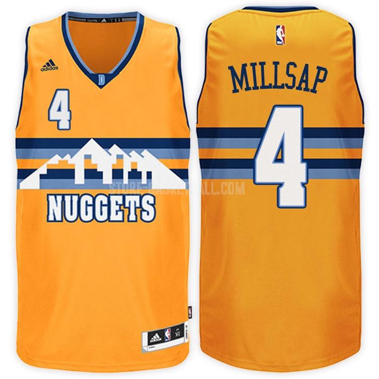 denver nuggets paul millsap 4 yellow alternate men's replica jersey