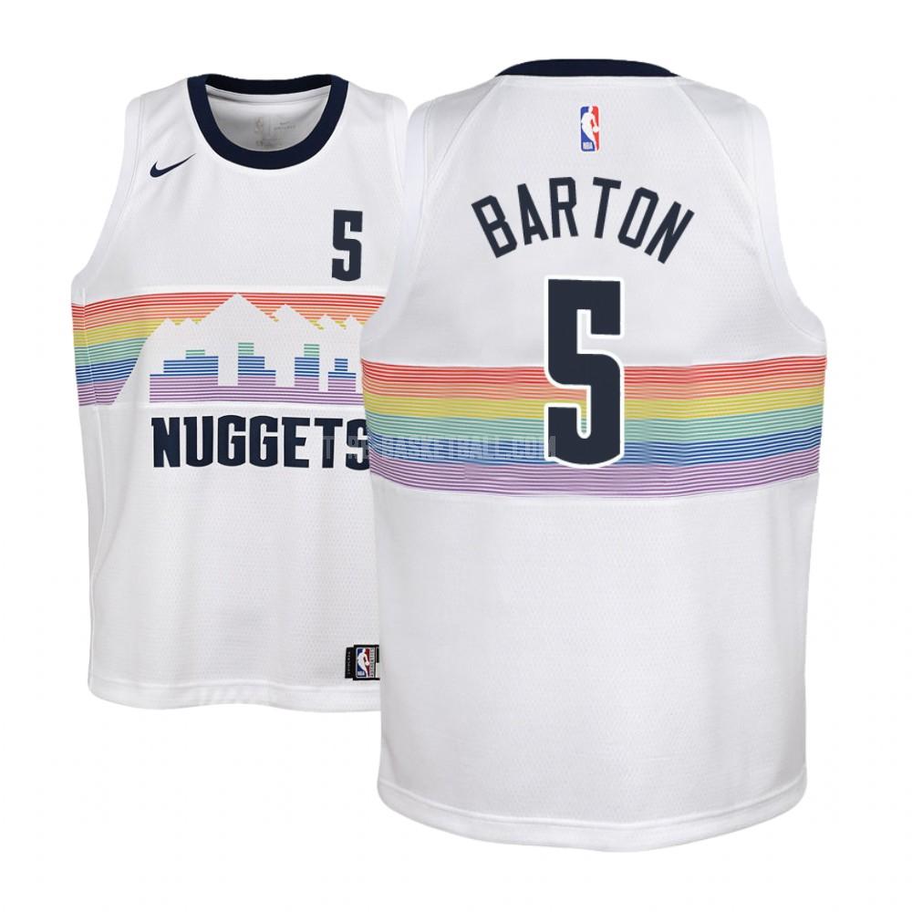 denver nuggets wil barton 5 white city edition youth replica jersey