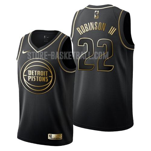detroit pistons glenn robinson iii 22 black golden edition men's replica jersey
