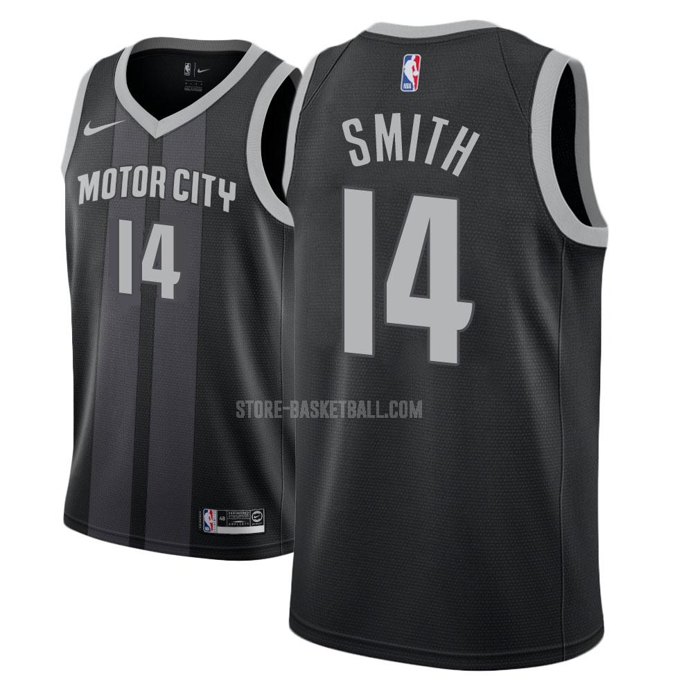 detroit pistons ish smith 14 black city edition men's replica jersey