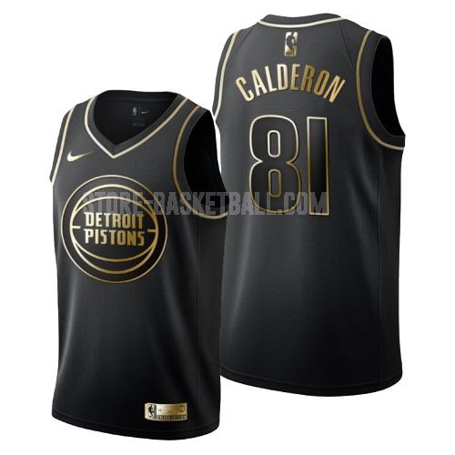 detroit pistons jose calderon 81 black golden edition men's replica jersey