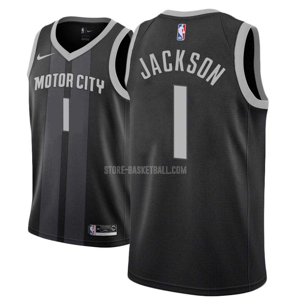 detroit pistons reggie jackson 1 black city edition men's replica jersey