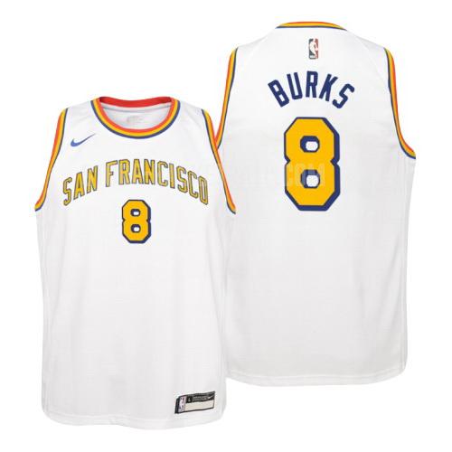 golden state warriors alec burks 8 white hardwood classics youth replica jersey
