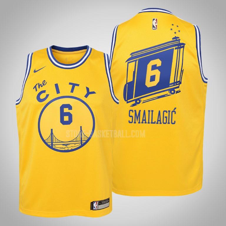 golden state warriors alen smailagic 6 yellow hardwood classics youth replica jersey