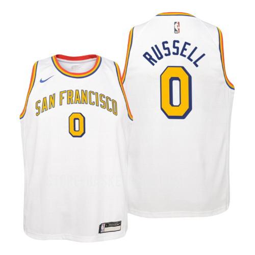 golden state warriors d'angelo russell 0 white hardwood classics youth replica jersey