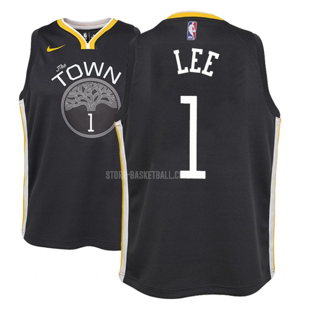 golden state warriors damion lee 1 black statement youth replica jersey