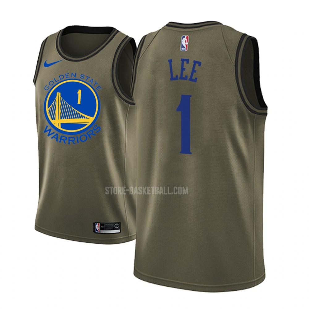 golden state warriors damion lee 1 military green fashion edition men's replica jersey