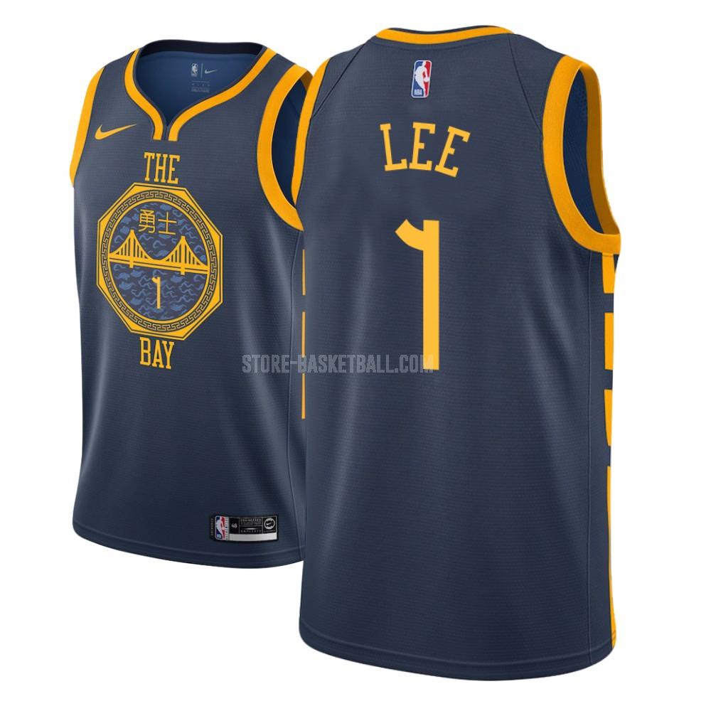 golden state warriors damion lee 1 navy city edition youth replica jersey