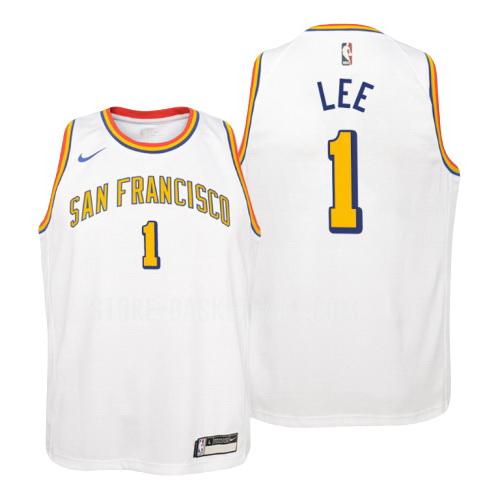 golden state warriors damion lee 1 white hardwood classics youth replica jersey