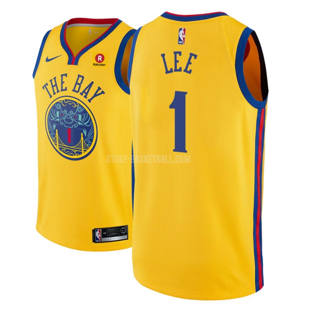 golden state warriors damion lee 1 yellow city edition men's replica jersey