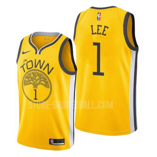 golden state warriors damion lee 1 yellow earned edition men's replica jersey