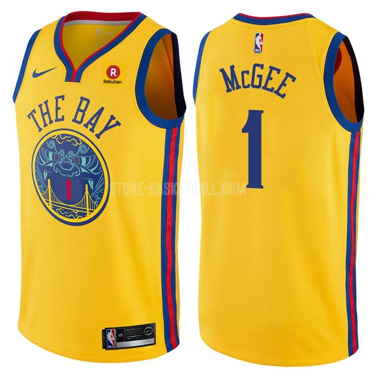golden state warriors javale mcgee 1 yellow city edition men's replica jersey