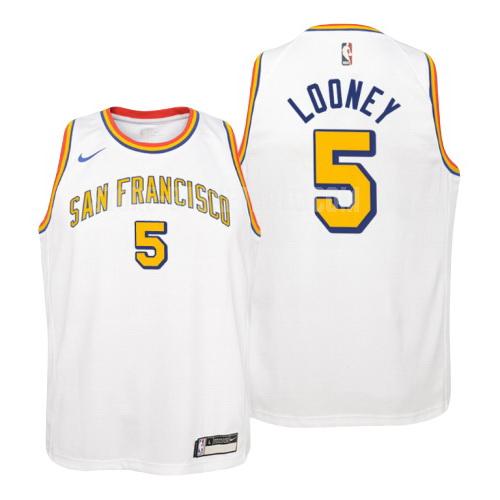 golden state warriors kevon looney 5 white hardwood classics youth replica jersey