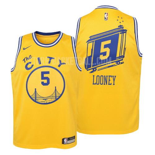 golden state warriors kevon looney 5 yellow hardwood classics youth replica jersey