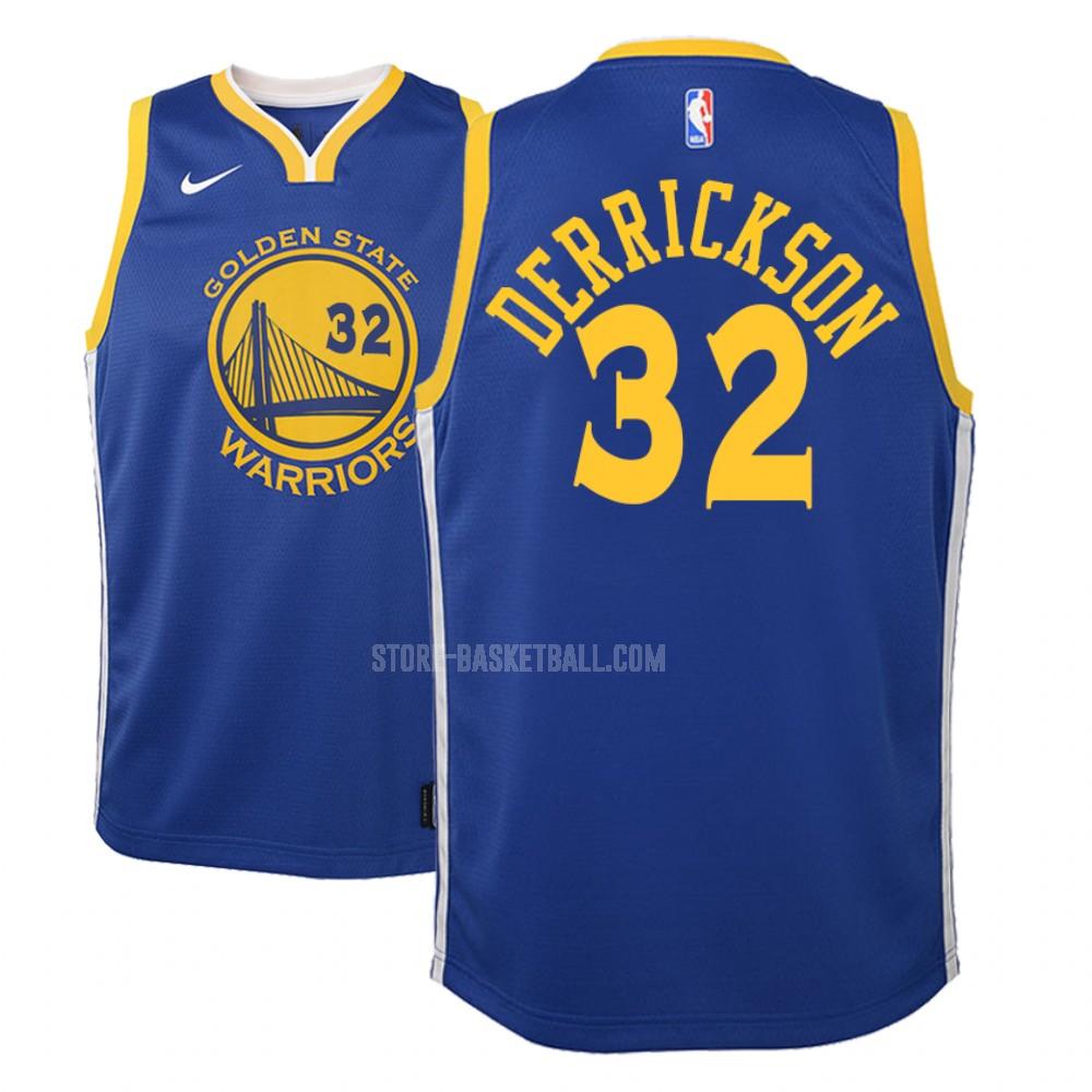 golden state warriors marcus derrickson 32 blue icon youth replica jersey