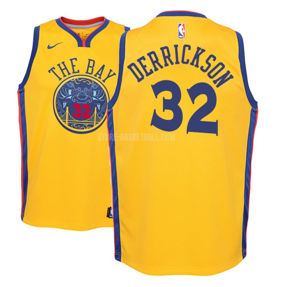 golden state warriors marcus derrickson 32 yellow city edition youth replica jersey