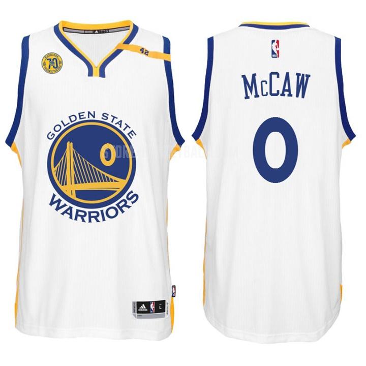 golden state warriors patrick mccaw 0 white 70th anniversary 42 patch men's replica jersey