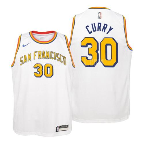 golden state warriors stephen curry 30 white hardwood classics youth replica jersey